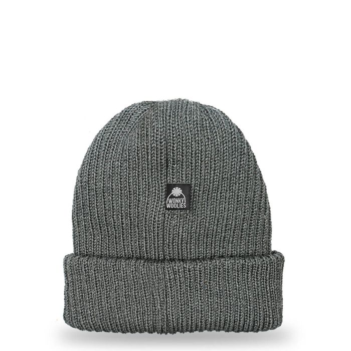 Lochcarron Of Scotland Charcoal Merino Wool Ribbed Beanie Hat