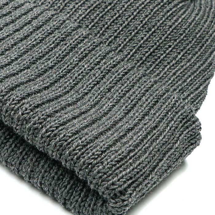 Lochcarron Of Scotland Charcoal Merino Wool Ribbed Beanie Hat