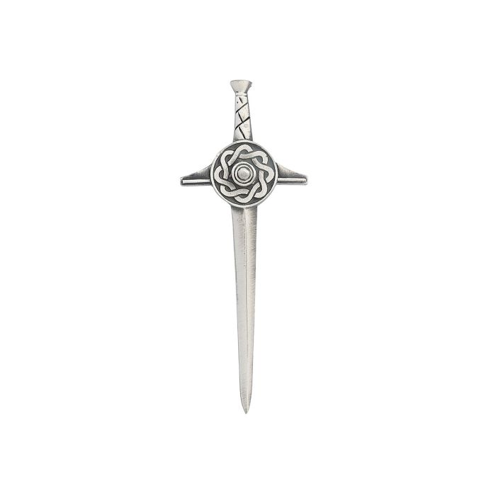 lochcarron of scotland Circular Celtic Kilt Pin in Matt Pewter