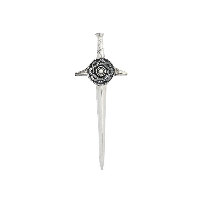 lochcarron of scotland Circular Celtic Kilt Pin in Polished Pewter