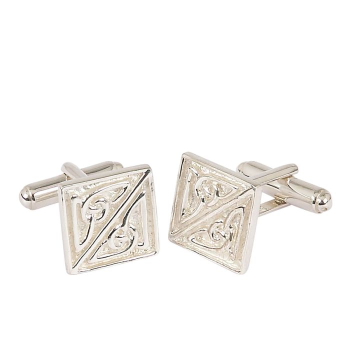 lochcarron of scotland Cufflinks with Celtic Knot Square Design in Sterling Silver