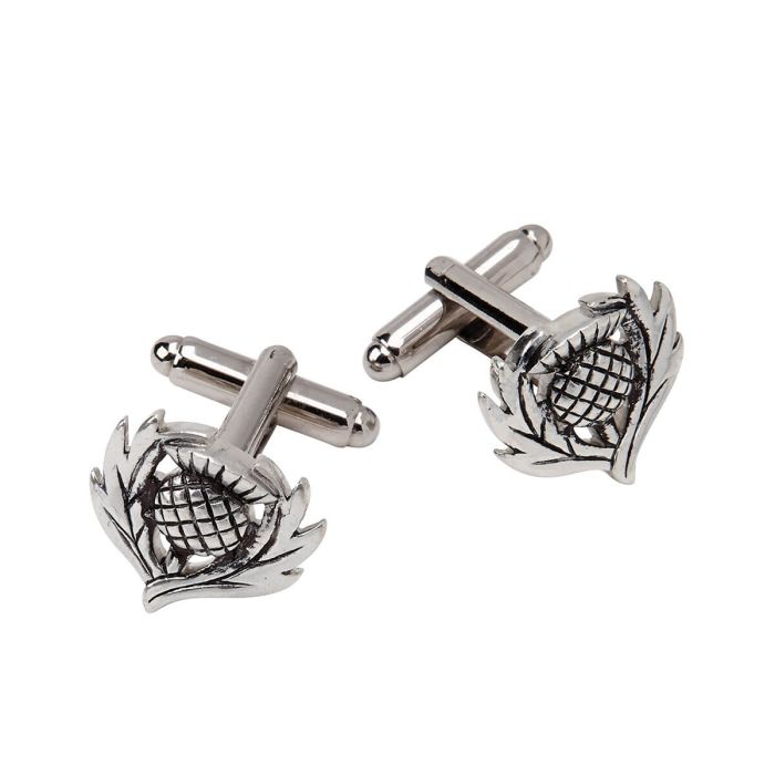 lochcarron of scotland Cufflinks with Thistle Shaped Design in Polish Pewter lochcarron of scotland Cufflinks with Thistle Shaped Design in Polish Pewter