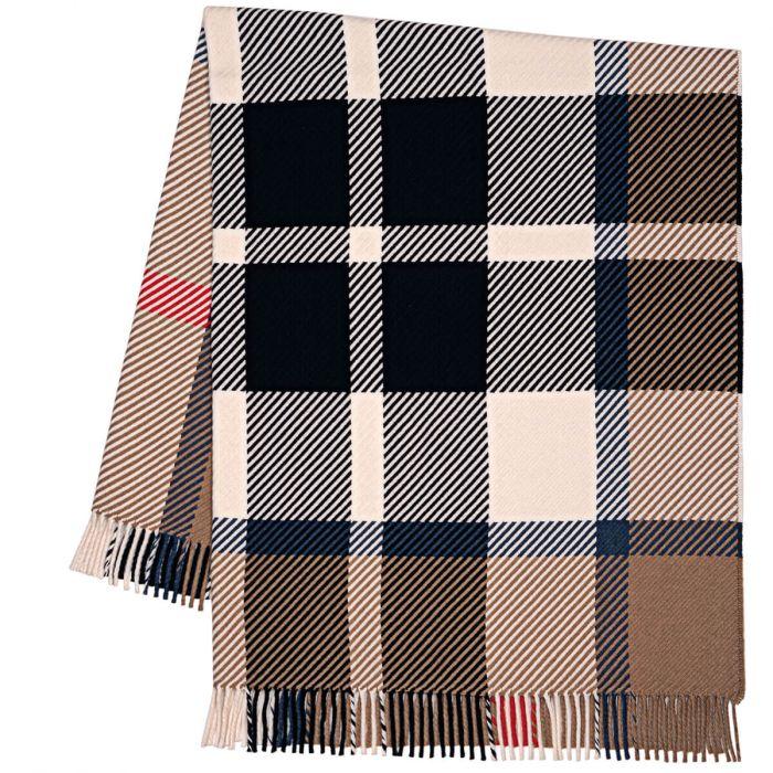 lochcarron of scotland Darcy Thomson Camel Modern Tartan Luxury Wool Throw