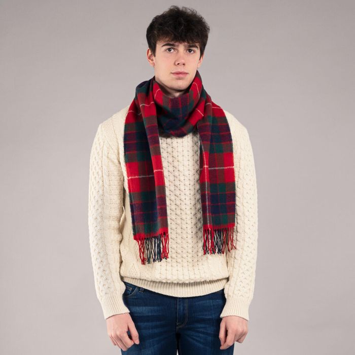 Lochcarron Of Scotland Darwin Fraser Red Modern Luxury Oversized Lambswool Scarf