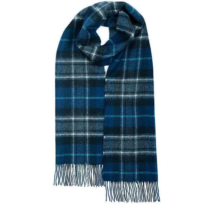 lochcarron of scotland Darwin MacRae Hunting Blue Tartan Oversized Lambswool Scarf