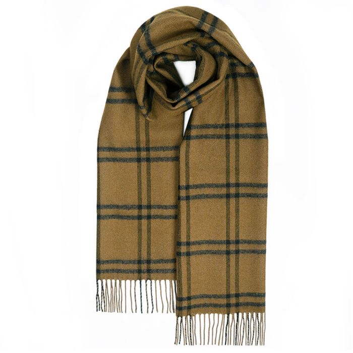 lochcarron of scotland Darwin Ochre Check Oversized Lambswool Scarf lochcarron of scotland Darwin Ochre Check Oversized Lambswool Scarf