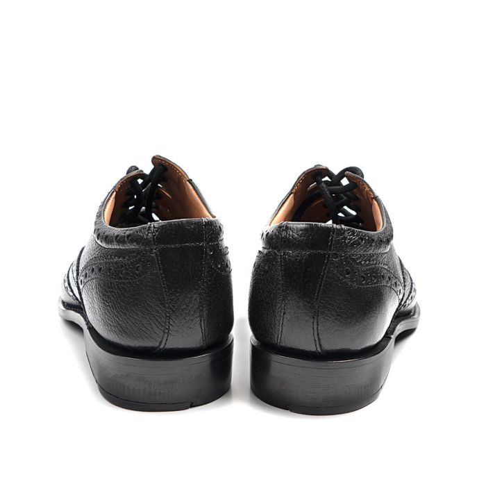 Lochcarron Of Scotland Deluxe Black Leather Grained Ghillie Brogue Shoes