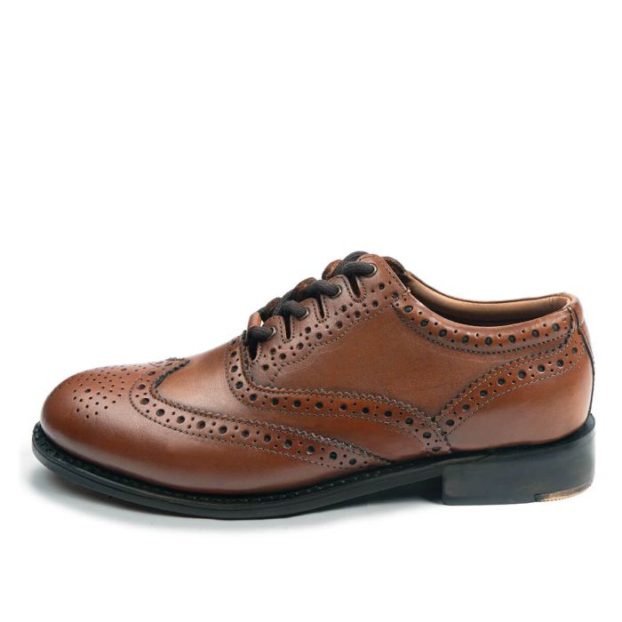 Lochcarron Of Scotland Deluxe Brown Leather Plain Ghillie Brogue Shoes