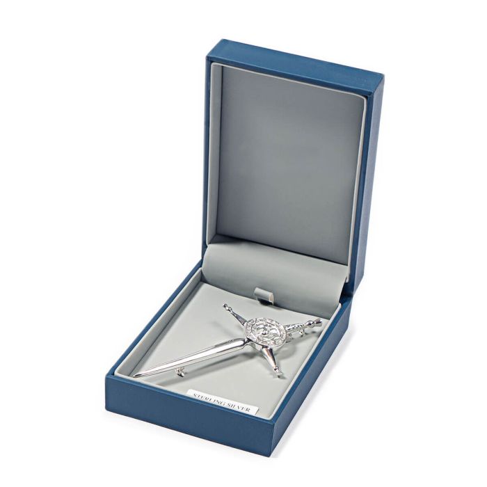 Lochcarron Of Scotland Deluxe Thistle Celtic Kilt Pin In Sterling Silver