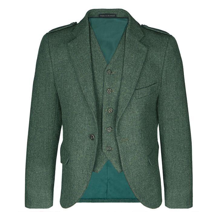 Lochcarron Of Scotland Estate Managers Green Shetland Tweed Crail Kilt Jacket