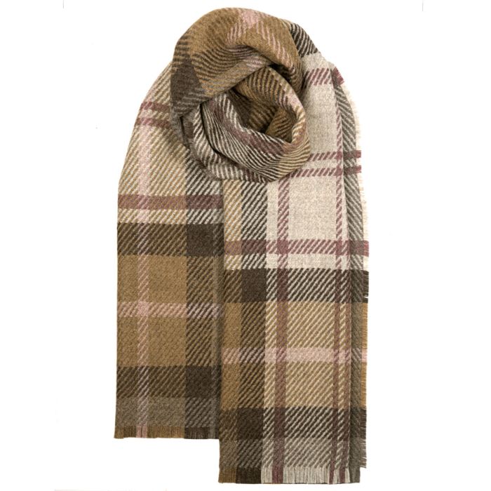 lochcarron of scotland Fearne British Wool Gordon Dress Pearl Taupe Scarf