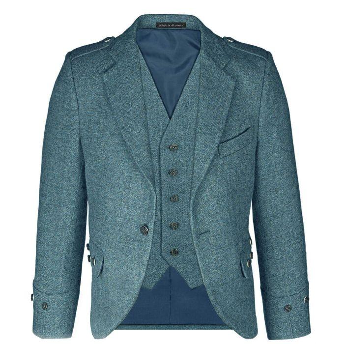 Lochcarron Of Scotland Fishermans Blue Shetland Tweed 5 Button Kilt Waistcoat