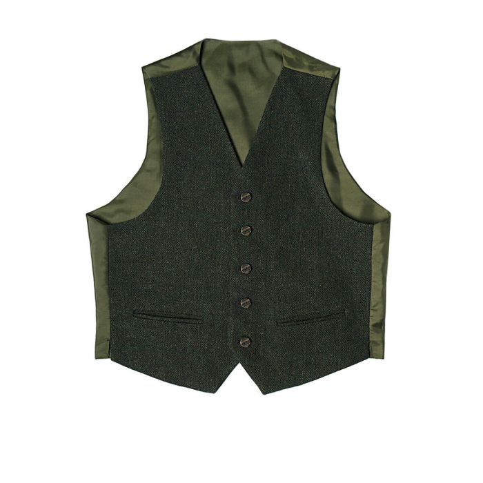 lochcarron of scotland Forrester Green Shetland Tweed 5 Button Kilt Waistcoat