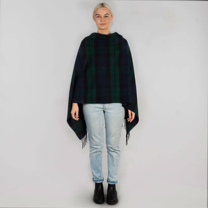 Lochcarron Of Scotland Georgia Black Watch Modern Lambswool Poncho