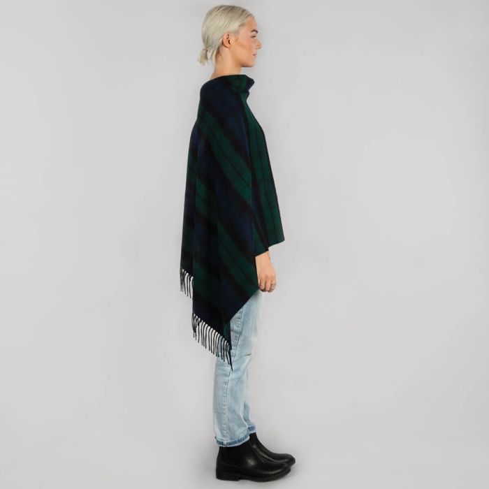 Lochcarron Of Scotland Georgia Black Watch Modern Lambswool Poncho