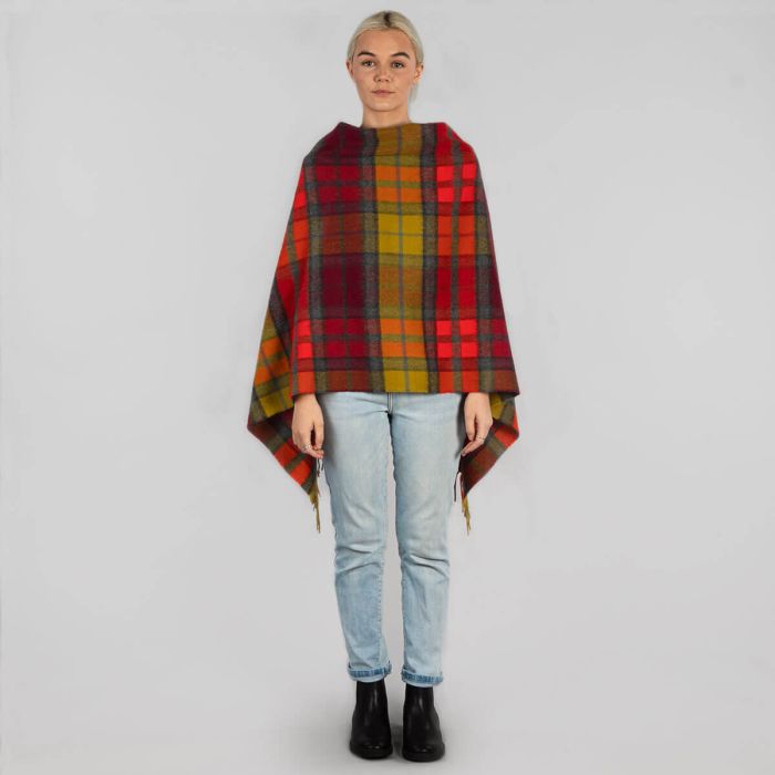 Lochcarron Of Scotland Georgia Buchanan Berry Tartan Lambswool Poncho