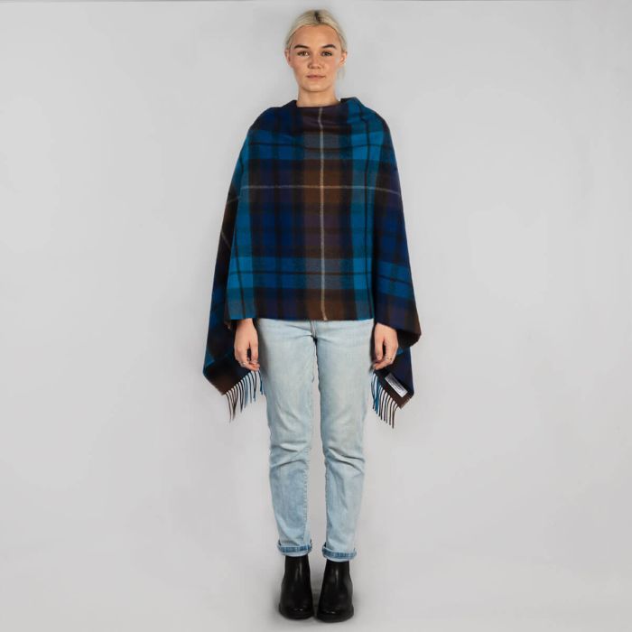 Lochcarron Of Scotland Georgia Buchanan Blue Lambswool Poncho