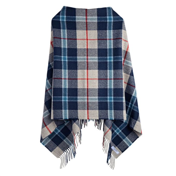lochcarron of scotland Georgia Douglas Navy Tartan Lambswool Poncho