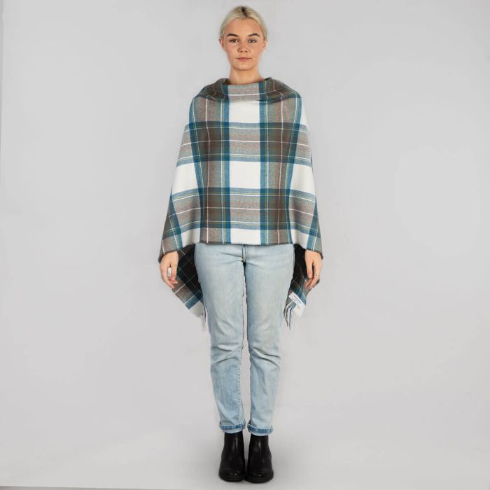 Lochcarron Of Scotland Georgia Stewart Blue Dress Lambswool Poncho