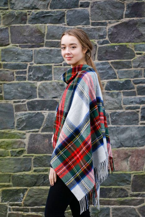 Lochcarron Of Scotland Georgia Stewart Dress Silver Lambswool Poncho