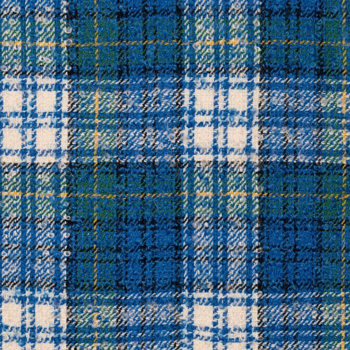 lochcarron of scotland Gordon Dress Royal Wool Mohair Loop Tweed Fabric