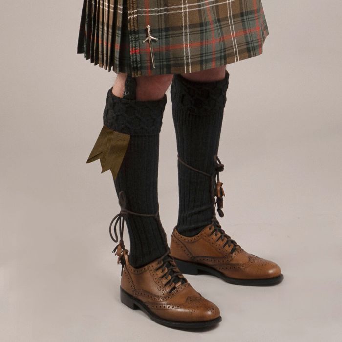 Lochcarron Of Scotland Green Weathered Plain Coloured Flashes