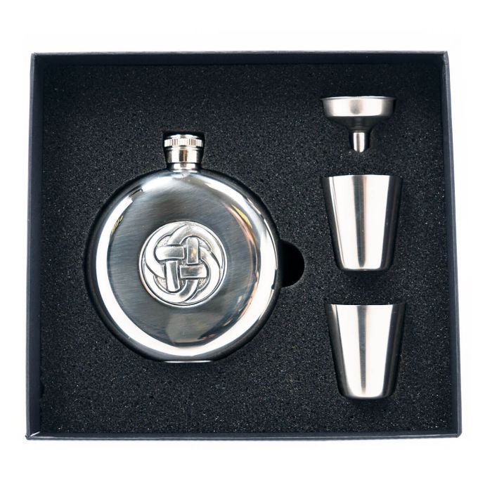 Lochcarron Of Scotland Hip Flask With Celtic Knot Design