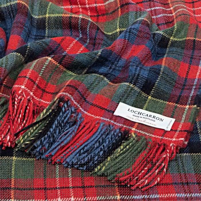 Lochcarron Of Scotland Innes Caledonia Modern Tartan Luxury Cashmere Blanket