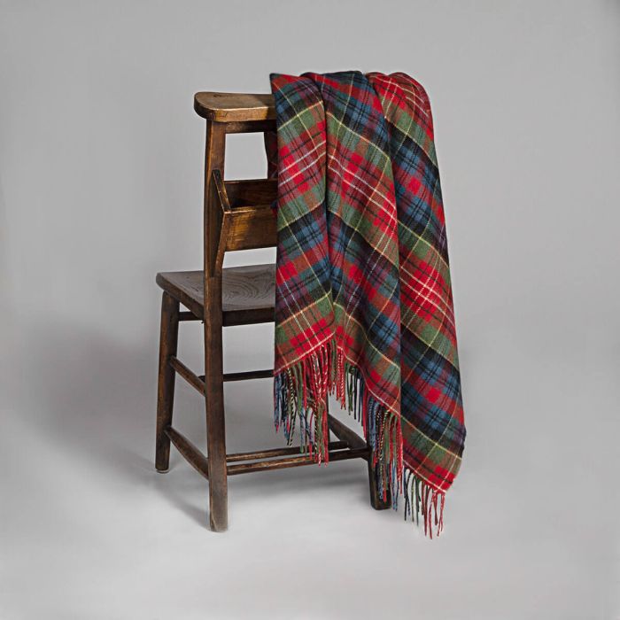 Lochcarron Of Scotland Innes Caledonia Modern Tartan Luxury Cashmere Blanket
