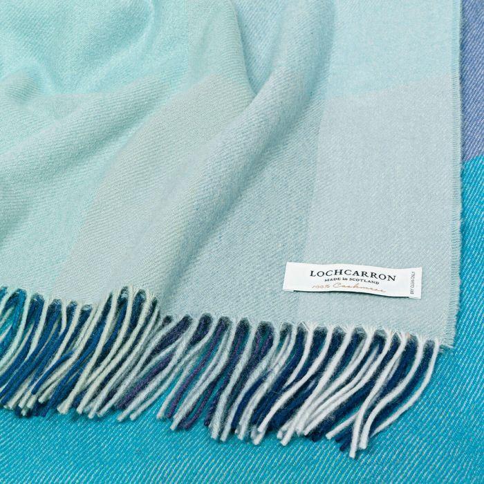 Lochcarron Of Scotland Innes Midnight Sky Check Luxury Cashmere Blanket