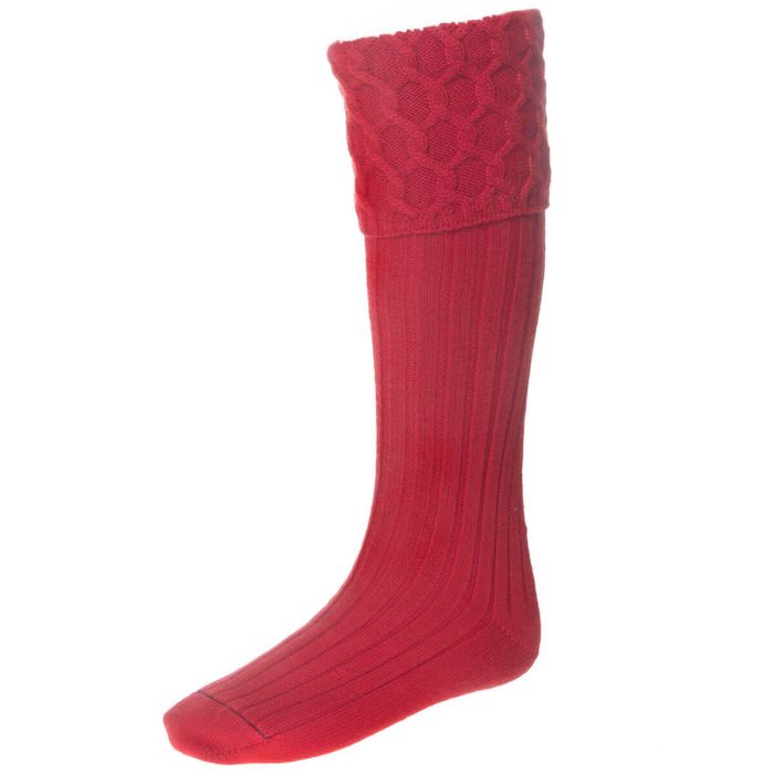 Lochcarron Of Scotland Lewis Luxury Kilt Hose Scarlet