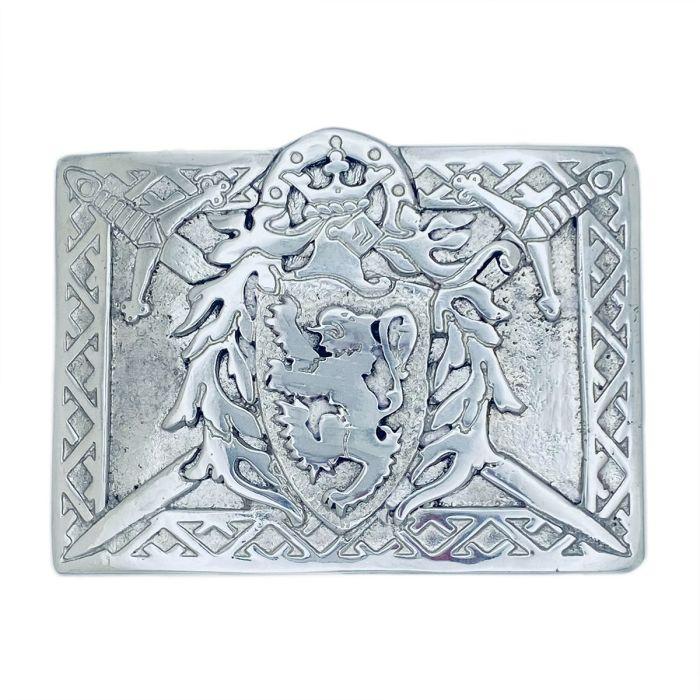 lochcarron of scotland Lion Rampant Kilt Belt Buckle in Polished Pewter