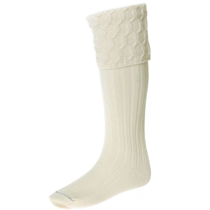 lochcarron of scotland Lewis Luxury Kilt Hose Ecru