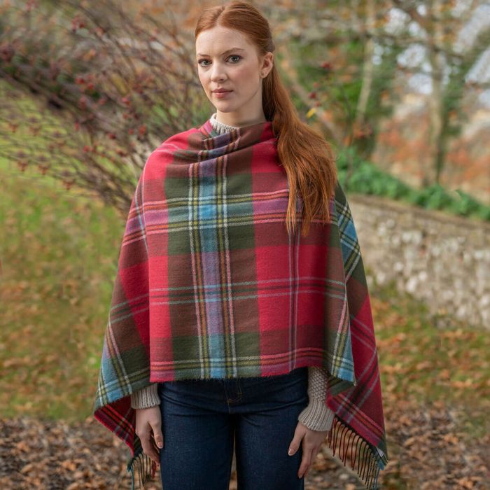 Lochcarron Of Scotland MacLean Of Duart Weathered Tartan Lambswool Poncho