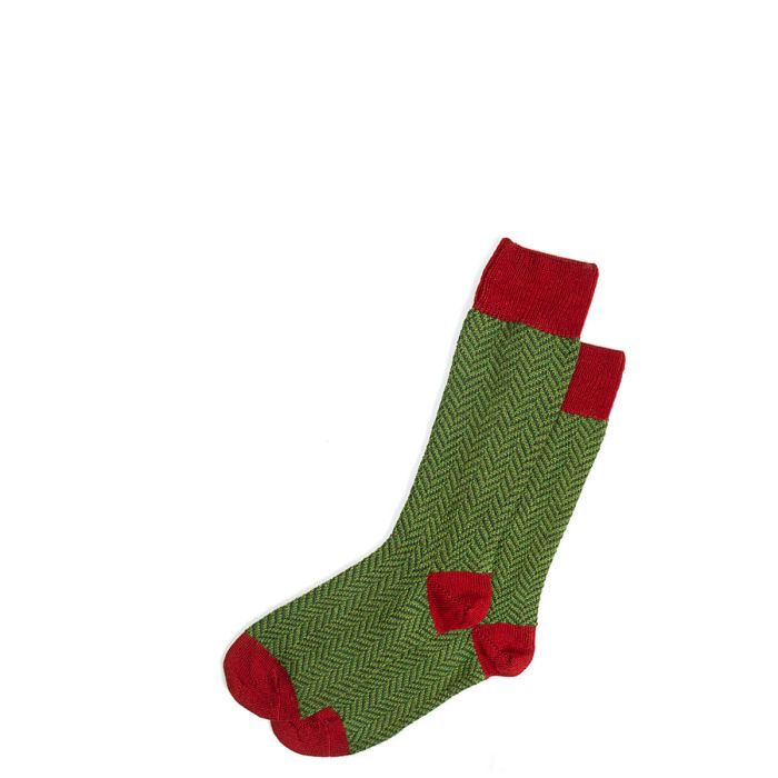 Lochcarron Of Scotland Men's Brick Red Herringbone Merino Blend Socks