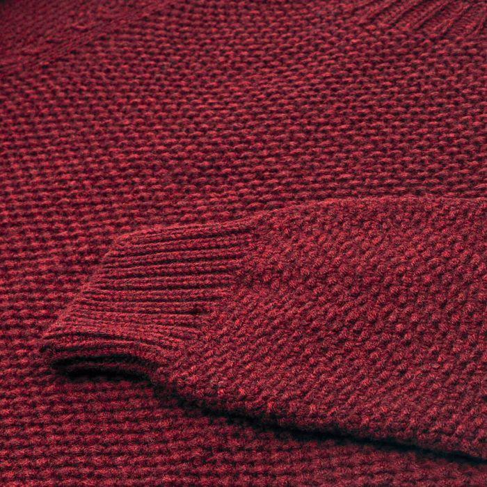 Lochcarron Of Scotland Men's Brodie Russet Red Chunky Knitted Wool Crew Neck Jumper