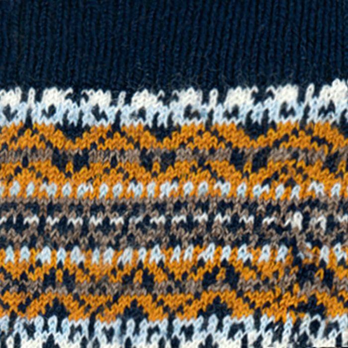Lochcarron Of Scotland Men's Navy Fair Isle Merino Blend Socks