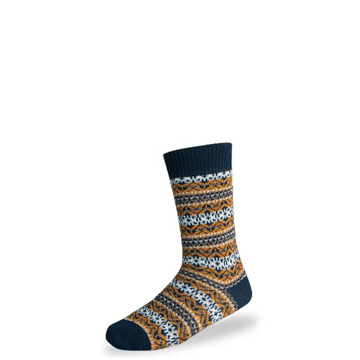 Lochcarron Of Scotland Men's Navy Fair Isle Merino Blend Socks
