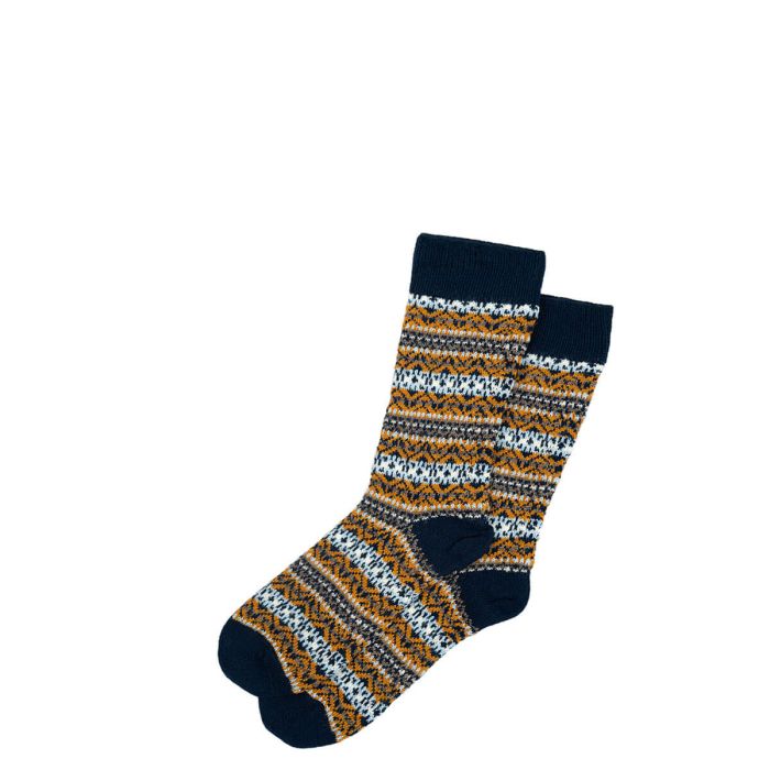 lochcarron of scotland Men's Navy Fair Isle Merino Blend Socks