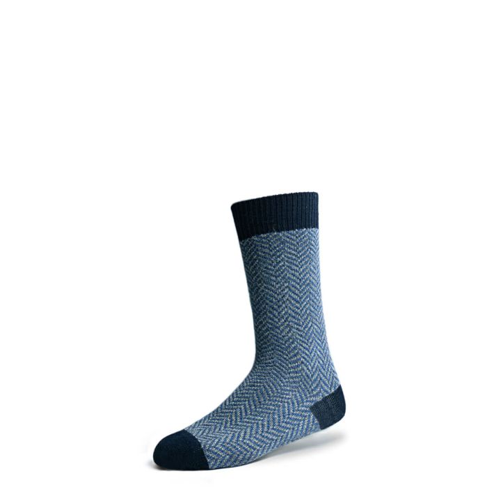 Lochcarron Of Scotland Men's Navy Herringbone Merino Blend Socks
