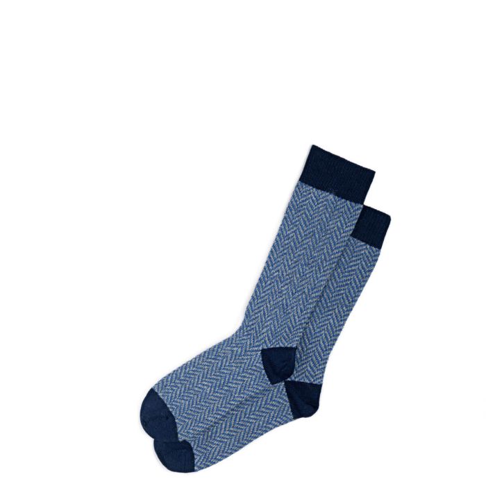 lochcarron of scotland Men's Navy Herringbone Merino Blend Socks