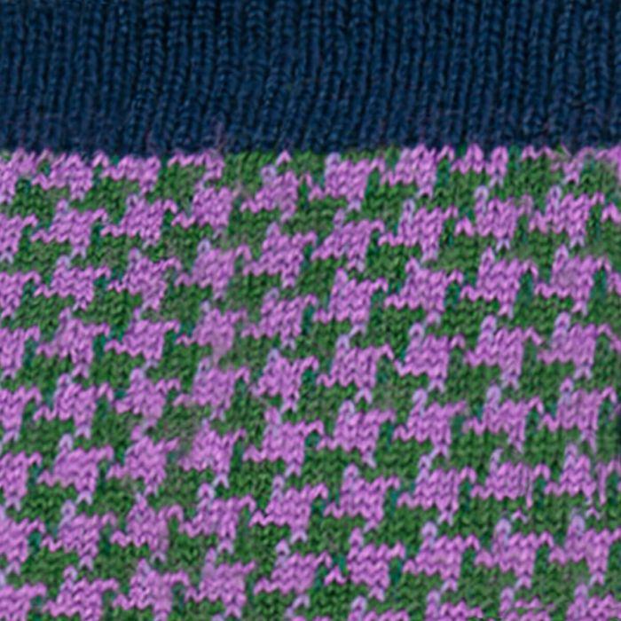 Lochcarron Of Scotland Men's Navy Houndstooth Merino Blend Socks