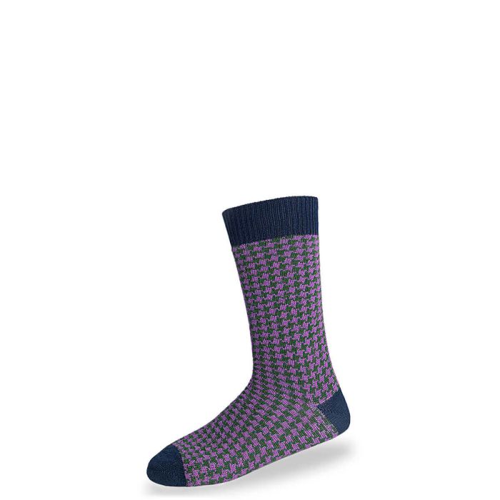 Lochcarron Of Scotland Men's Navy Houndstooth Merino Blend Socks