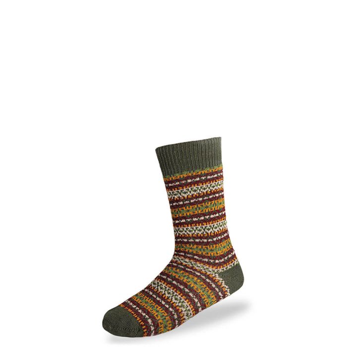 Lochcarron Of Scotland Men's Spruce Fair Isle Merino Blend Socks
