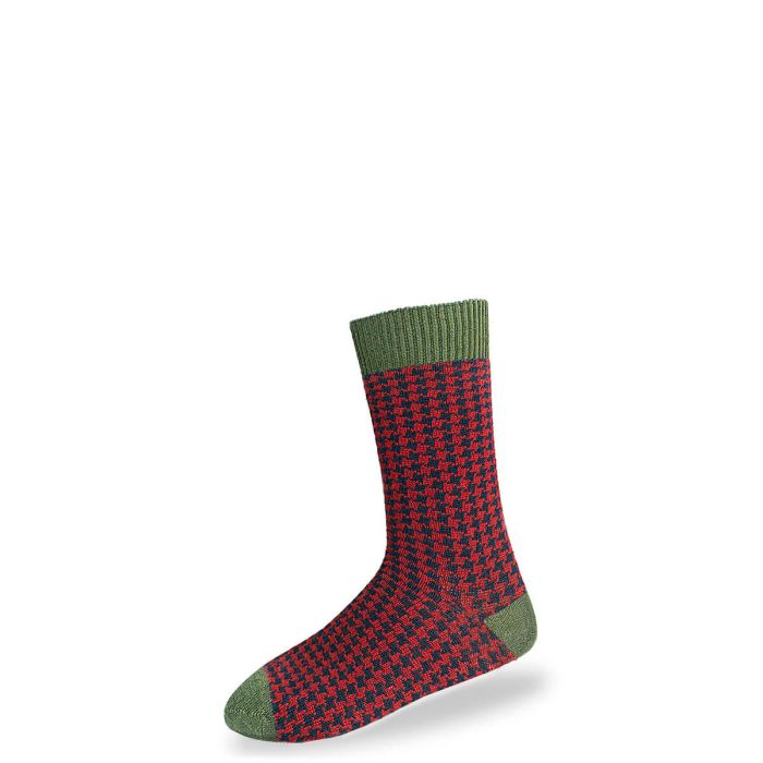 Lochcarron Of Scotland Men's Spruce Houndstooth Merino Blend Socks