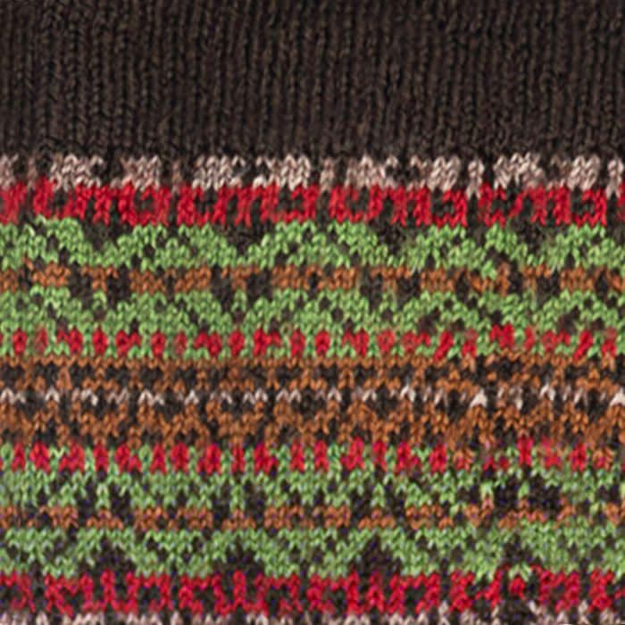 Lochcarron Of Scotland Men's Walnut Fair Isle Merino Blend Socks