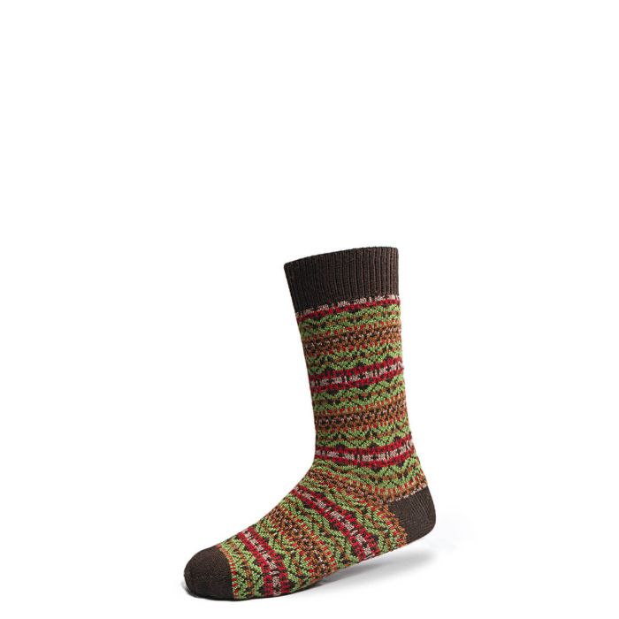 Lochcarron Of Scotland Men's Walnut Fair Isle Merino Blend Socks