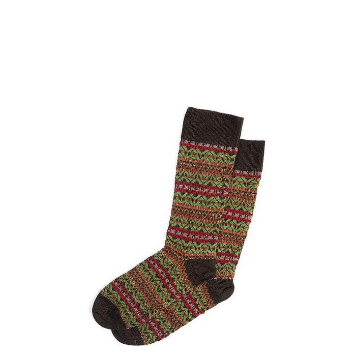 lochcarron of scotland Men's Walnut Fair Isle Merino Blend Socks