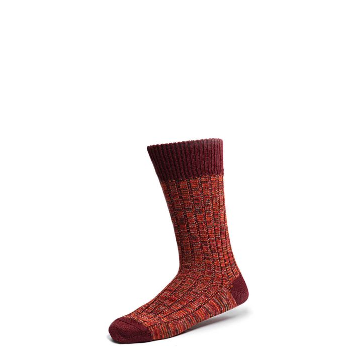 Lochcarron Of Scotland Mens Burgundy Cairn Crew Length Merino Blend Socks