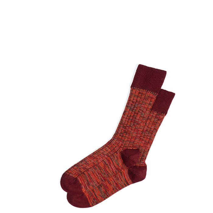 lochcarron of scotland Mens Burgundy Cairn Crew Length Merino Blend Socks